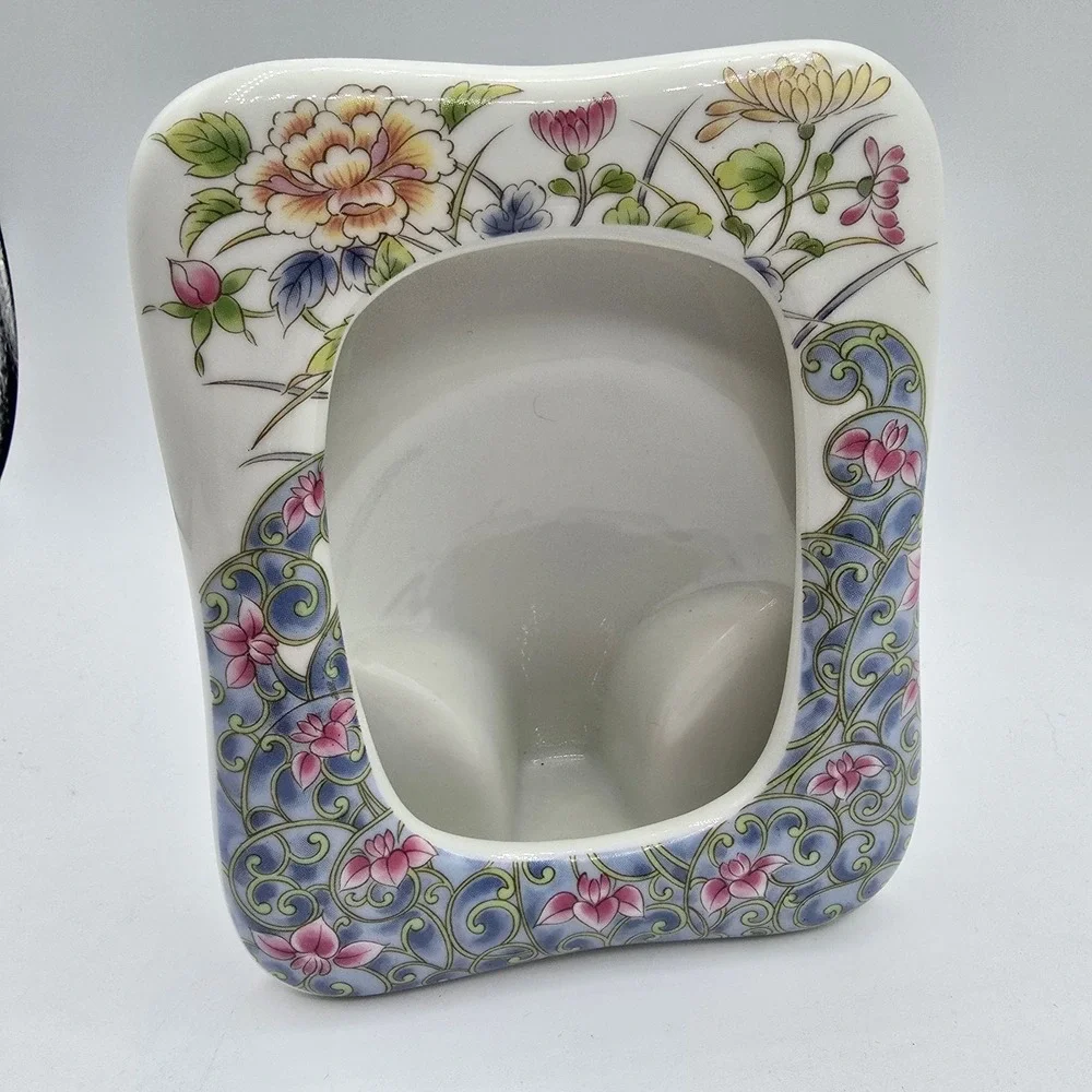 Vtg Ceramic Porcelain Floral‎ Porcelain Picture Frame Boho Japan Cottagecore